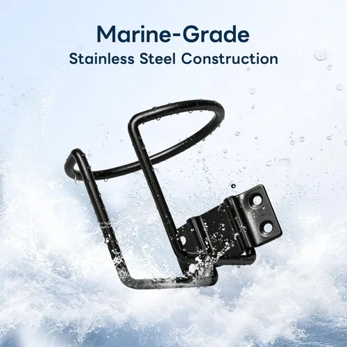 Miniatura 6 de marinexplore 4 Piezas Portavasos para Barco, Portavasos de Acero Inoxidable Montado en la Pared para Bebidas, Portavasos de Anillo Negro Soporte