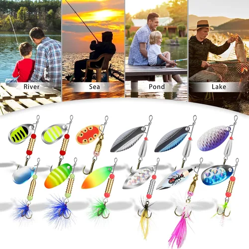 Miniatura 7 de TRUSCEND Cebos Giratorios de Pesca Swim o Jig para Agua Dulce y Salada, Señuelos de Pesca Rooster Tail para Trucha Lubina Lucioperca Crappie Salmón