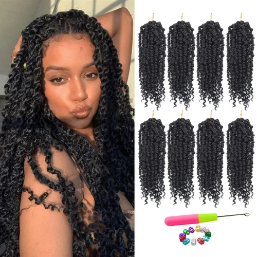 Miniatura 25 de Pelo de Passion Twist – 8 paquetes de 18 pulgadas Passion Twist Crochet para mujeres, cabello rizado pretrenzado Passion Twists extensiones de #2