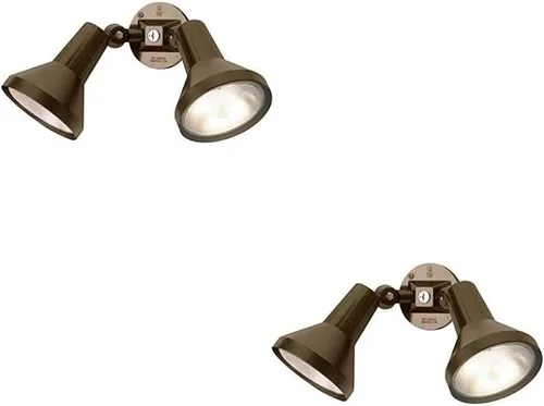 Ciata Luz de inundación de seguridad para exteriores de 15 pulgadas, 2 cabezales con cuerpo de aluminio fundido resistente, 150 W, PAR38, acabado de