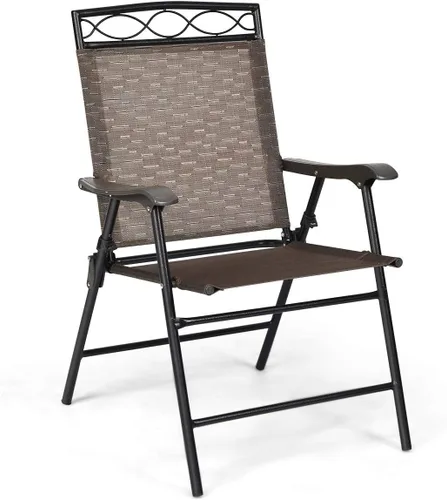 Miniatura 5 de HAPPYGRILL Sillas plegables de 4 piezas para exteriores, silla de comedor portátil con reposabrazos para acampar en el patio trasero