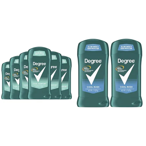 Degree Paquete de 6 desodorantes antitranspirantes originales para hombre, paquete de 6 Cool Comfort 2.7 onzas, paquete de 2 Cool Rush 2.7 onzas
