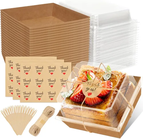 Miniatura 8 de Paquete de 54 Cajas Pequeñas para Charcutería con Tapas Transparentes, Caja de Embutidos de Papel Mini Para Llevar, Envase Desechable para Alimentos