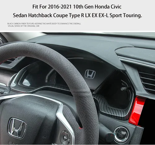 Miniatura 3 de Accesorios de automóvil aptos para Honda 10ª generación Civic 2016-2021 Interior tablero de instrumentos, marco, marco de cubierta