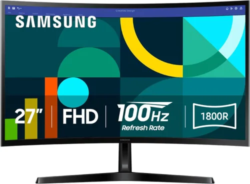 Samsung Monitor de computadora curvo FHD 1800R Essential S3 (S36GD) de 27 pulgadas, 100Hz, modo de juego, comodidad ocular avanzada, puertos HDMI y