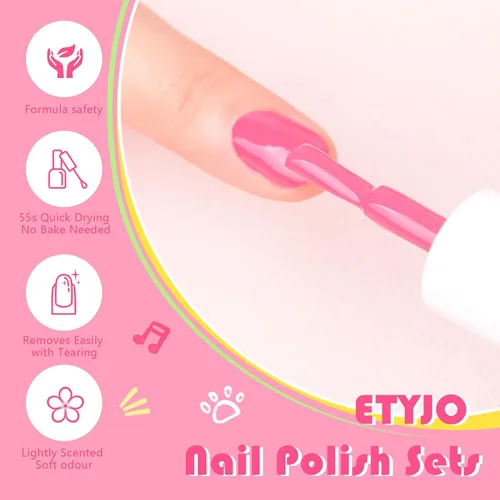 Miniatura 3 de Esmalte de uñas para niños - 12 colores de esmaltes de uñas arcoíris, juego de esmalte de uñas no tóxico a base de agua que se despega, juego