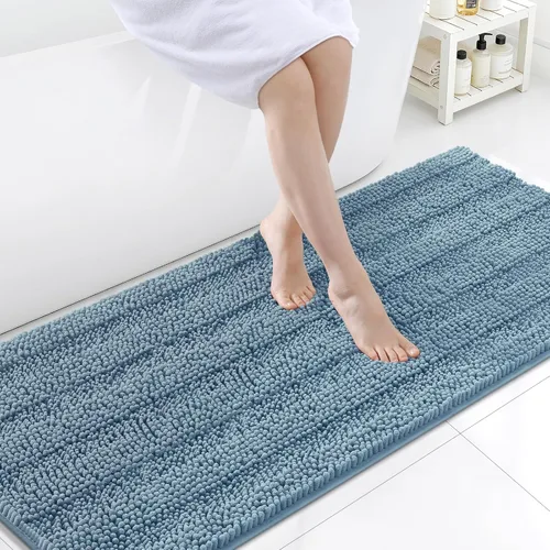 Miniatura 86 de Grandaily Alfombras de baño de felpilla a rayas de 24 x 16 pulgadas, extra gruesas y suaves, absorbentes, parte trasera de goma, alfombra de ducha