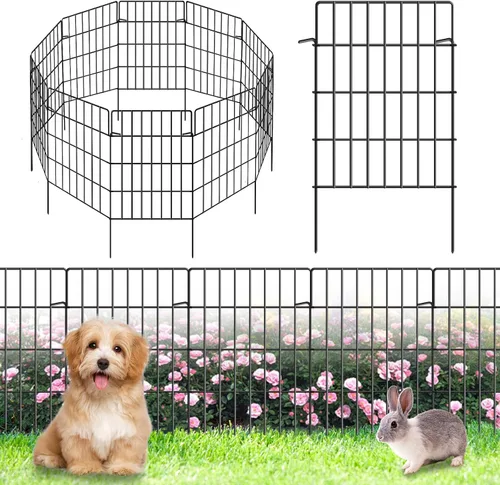 Miniatura 7 de Cerca de jardín de 14 pies (L) x 20 pulgadas (H), barrera para animales, cercado, paquete de 10, alambre de metal a prueba de óxido, bloqueador