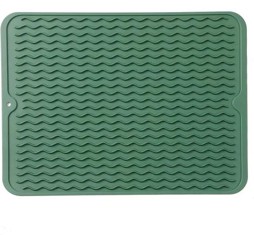Miniatura 23 de MicoYang Alfombrilla de silicona para secado de platos para múltiples usos, fácil de limpiar, ecológica, resistente al calor, alfombrilla