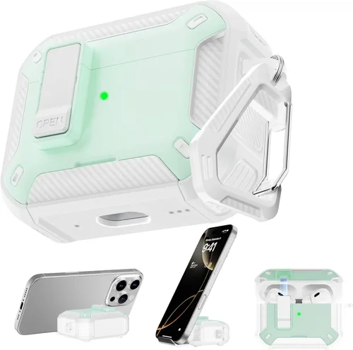 Miniatura 33 de RFUNGUANGO Funda protectora para AirPods Pro de 2ª generación con kit de limpieza, funda rígida militar con cerradura para funda de carga de AirPod