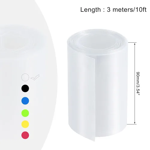 Miniatura 2 de MECCANIXITY Tubo termorretráctil de PVC para envolver baterías de 58 mm de diámetro, 90 mm de ancho plano, 3 metros (10 pies) de longitud, Claro