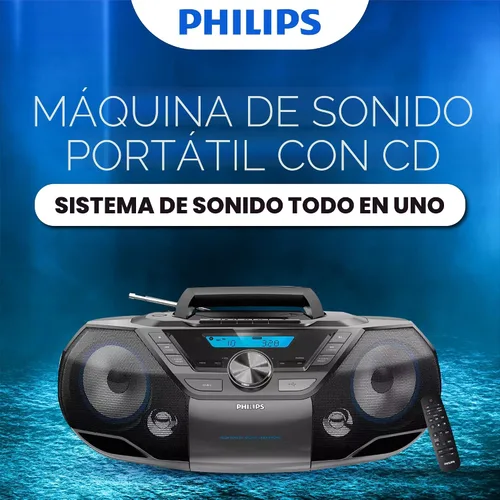 Miniatura 6 de Philips Reproductor de CD portátil Boombox Bluetooth con reproductor de cassette Todo en uno Potente sistema estéreo Boom Box Reproductor de CD