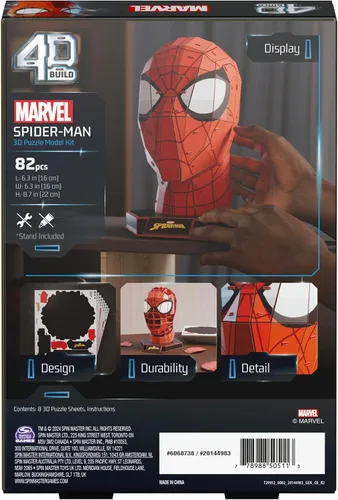 Miniatura 8 de 4D Build, Marvel Spider-Man - Kit de modelo de rompecabezas 3D con soporte, 82 piezas, decoración de escritorio de Spider-Man, juguetes