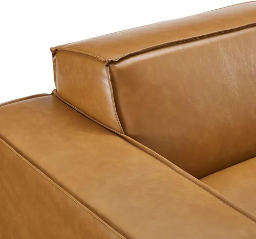 Miniatura 10 de Modway Restore - Sofá biplaza seccional de cuero vegano en color marrón