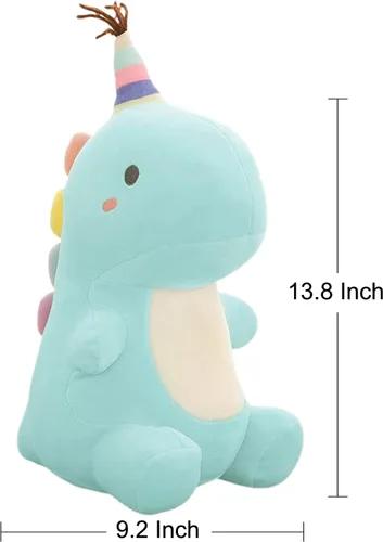Miniatura 3 de Juguetes de peluche de animales, diseño de dinosaurio suave, para regalo, niños y niñas (azul, 13.8 pulgadas)