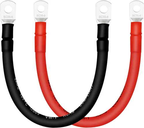 Miniatura 10 de Cable de batería, cables de batería 2 AWG con terminales, 2 cables de batería de cobre (1 pie).
