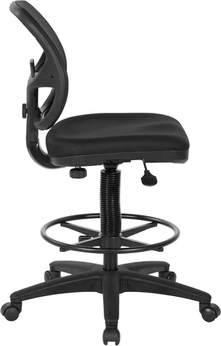 Miniatura 4 de Silla con respaldo de malla de lujo con pie ajustable, Acero inoxidable, Negro