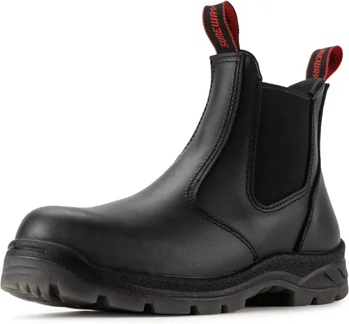 SUREWAY Botas de trabajo sin cordones para hombre, mejoradas antideslizantes/resistentes al agua, peligro eléctrico, botas de trabajo mecánico de