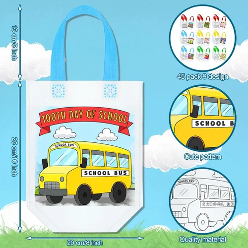 Miniatura 2 de Kacctyen 45 bolsas de regalo reutilizables para colorear para fiestas artísticas, bolsas de pintura para niños, temática de cumpleaños, haz tu