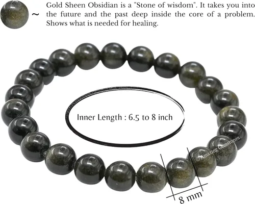Miniatura 365 de Amazing Gemstone Pulsera de cristal para mujeres y hombres, pulsera de cristal curativo de protección, pulsera elástica con cuentas de piedras
