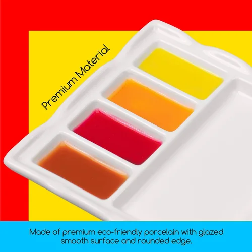 Miniatura 3 de MEEDEN Paleta de pintura de artista de cerámica de 8 pozos, bandeja de paleta de pintura de porcelana, paleta de mezcla de acuarela, bandeja
