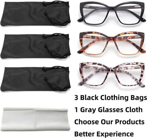 Miniatura 2 de Paquete de 3 lentes de lectura para mujeres, estilo Oprah, con montura de resorte, lentes de bloqueo de luz azul