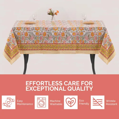 Miniatura 6 de Labhanshi Mantel redondo de algodón con estampado de bloques de mano indio, 72 pulgadas, 6 plazas y rectangular, 72 x 108 pulgadas, 8 plazas
