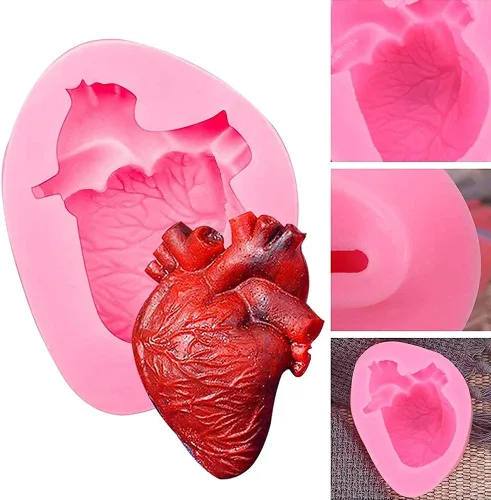 Miniatura 7 de WYD 2 piezas de molde de mousse de helado de corazón humano y cerebro 3D DIY Halloween órgano sorpresa molde de silicona para fondant de dulce