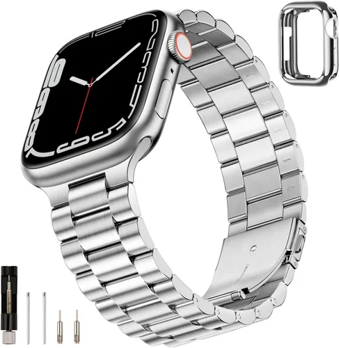 Miniatura 15 de SUNFWR Compatible con Apple Watch Band 40mm 41mm 38mm 42mm (Series 10 11) para Mujeres y Hombres, Correa de Acero Inoxidable para iWatch para Apple