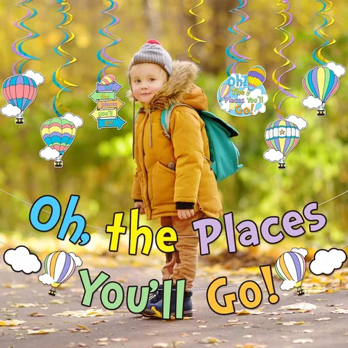Miniatura 2 de Oh The Places You'll Go Decoraciones de jardín de infantes Decoración de fiesta de graduación Oh The Places You'll Go Banner para decoración