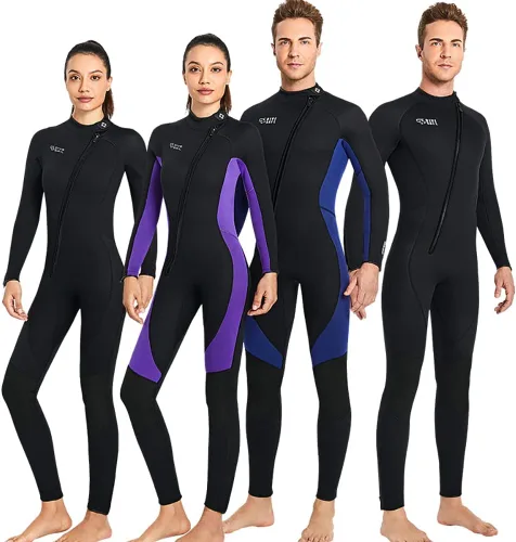 Miniatura 7 de Trajes húmedos para mujeres y hombres, traje de neopreno de cuerpo completo de 3MM, traje de buceo en agua fría, manga larga, cremallera frontal