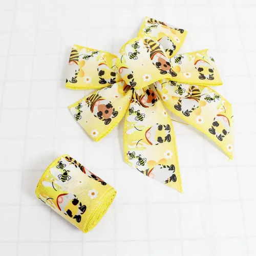 Miniatura 3 de 6 rollos de cinta de abeja de 30 yardas, cinta de borde con cable, cinta de miel para envoltura de manualidades de primavera y verano, rayas de 2.5