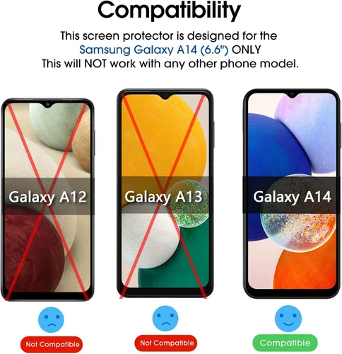 Miniatura 2 de amFilm Paquete de 3 protectores de pantalla de vidrio templado compatibles con Samsung Galaxy A14 5G de 6.6 pulgadas, con kit de fácil instalación