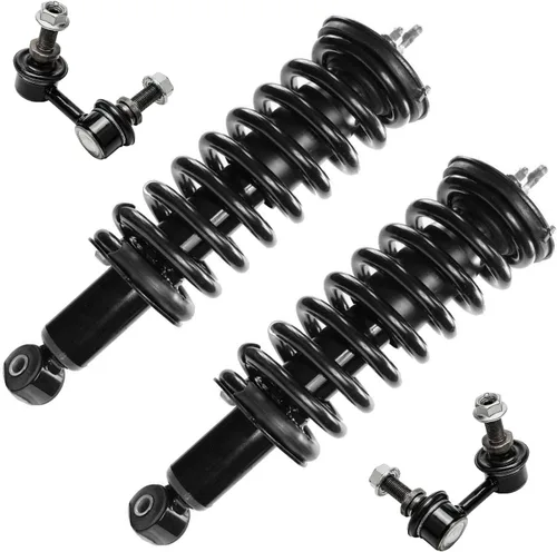 Miniatura 65 de Detroit Axle - Kit de 4 barras estabilizadoras delanteras para Ford F-150 2021 2022 2023 2024, 2 puntales con resorte helicoidal, 2 eslabones