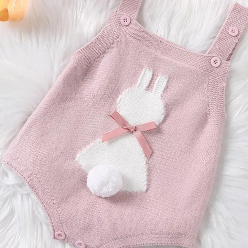 Miniatura 4 de My First Easter - Traje de bebé niña y niño con bordado de conejito en general para recién nacido, ropa de conejo sin mangas