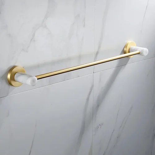 Miniatura 6 de Toallero para baño, espacio de luz nórdico, de aluminio, dorado, cepillado, toallero, toallero, barra de toalla de mármol natural, color y toallero