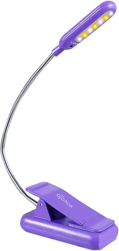 Miniatura 10 de VAVOFO Luz de lectura recargable con clip, 7 LED con 3 temperaturas de color, 9 niveles de brillo, luces de libro para leer en la cama con indicador