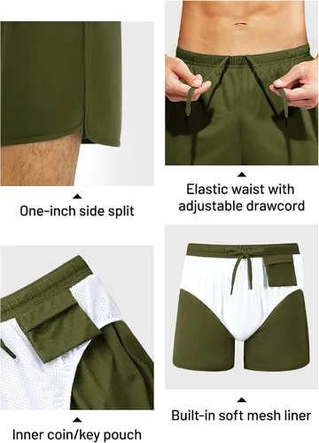 Miniatura 3 de MIER Men's 3''5'' Athletic Running Shorts with Liner Quick Dry Active Lightweight Gym Sports Workout Shorts for Men