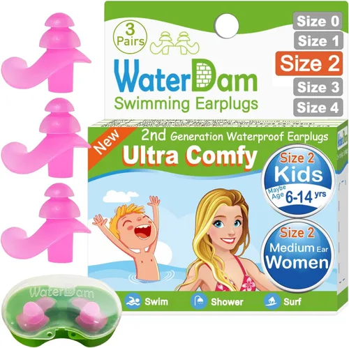 Miniatura 32 de WaterDam A-Series - Tapones de natación para los oídos, ultra cómodos, grandes, impermeables