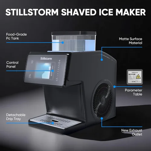 Miniatura 7 de Stillstorm Máquina de hielo afeitado Máquina de cono de nieve No necesita hielo, máquina de copo de nieve con tecnología RapidChill, Auto-Clean Negro
