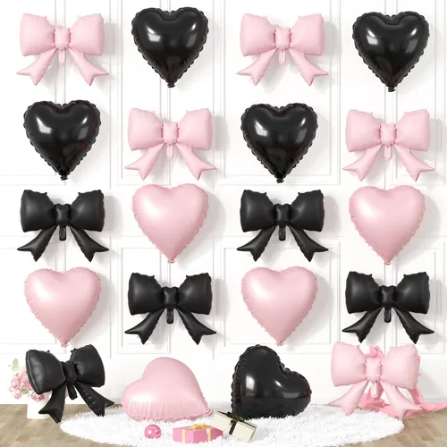 Miniatura 18 de 20 globos de lazo rosa, globos de corazón rosa bebé, globo en forma de corazón de 18 pulgadas, globo de lazo de 21 pulgadas para propuesta