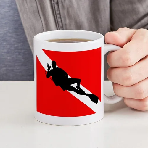 Miniatura 6 de CafePress Scuba Flag Diver Taza de café de cerámica de 11 oz (11.0 fl oz)