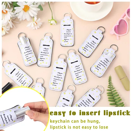 Miniatura 3 de Ctosree 40 unidades de llavero para lápiz labial a granel, soporte para bálsamo labial con palabras inspiradoras «May You Be Proud», bolsa de brillo