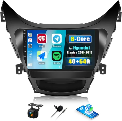 Miniatura 9 de 4G+64G Android Radio de coche estéreo para Hyundai Elantra 2011 2012 2013 con CarPlay inalámbrico Android Auto, pantalla táctil HD de 9 pulgadas