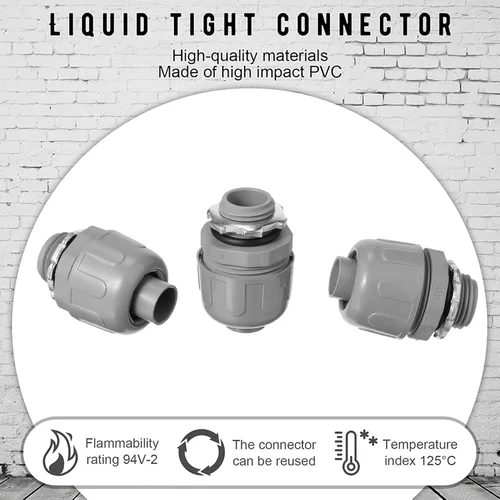 Miniatura 5 de Conector hermético de líquido de 1/2 pulgada, accesorios de conducto eléctrico de PVC, conector de conducto flexible de 180 grados para el hogar