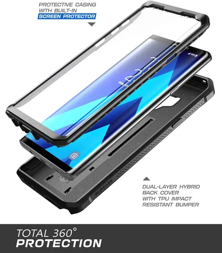 Miniatura 4 de SUPCASE Funda para Galaxy Note 9 con protector de pantalla (Unicorn Beetle Pro), [soporte integrado y clip para cinturón] Funda protectora Negro
