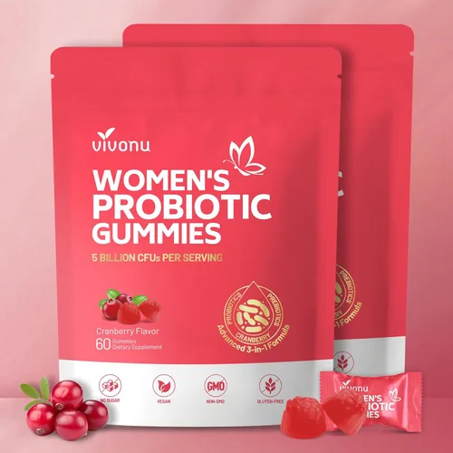 VivoNu Probiótico vaginal para mujer, gomitas probióticas para mujeres, gomitas de equilibrio femenino, probióticos de arándano para la salud