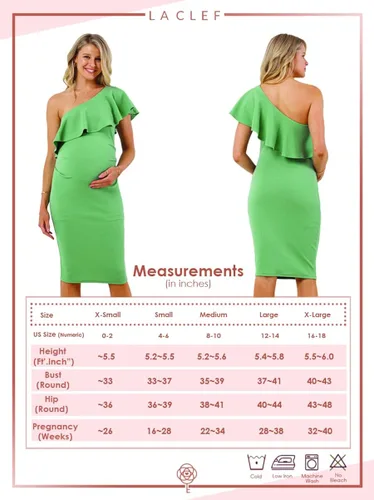 Miniatura 3 de LaClef Vestido de maternidad con volantes y un hombro fruncido lateral para mujer