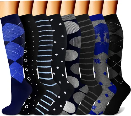 Miniatura 20 de CHARMKING Calcetines de compresión para mujeres y hombres para circulación (8 pares) 15-20 mmHg, mejor soporte para ciclismo atlético