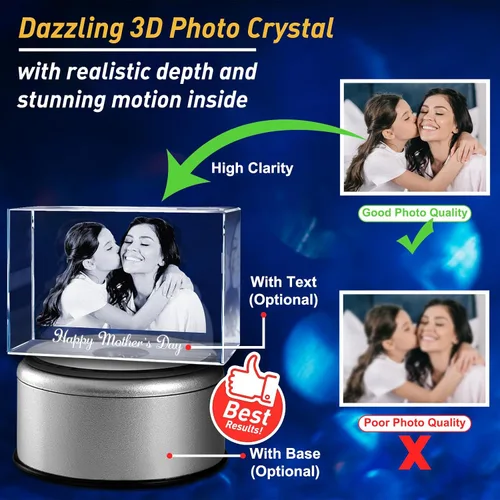 Miniatura 3 de Foto de cristal 3D, regalo personalizado para el día de la madre para mujeres, regalos de boda personalizados con tu propia foto para ella, él